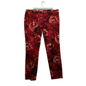 Chico's Rose Cropped Pants Super Soft Floral Red Size 3